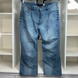 Rocawear Mens Jeans W48 Blue Wash Distressed Relaxed Fit Denim Pants